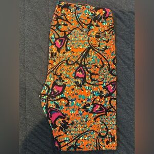 LuLaRoe Vibrant Orange and Pink Patterned Leggings